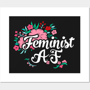 Feminist AF (Typography Flowers) Posters and Art